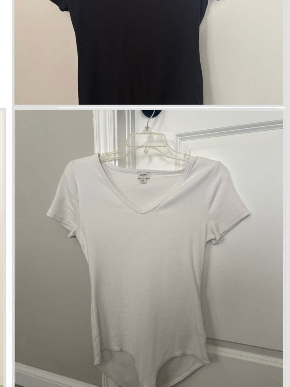 Lot of J. Crew White, Gray and Black V-Neck Short Sleeve Bodysuits